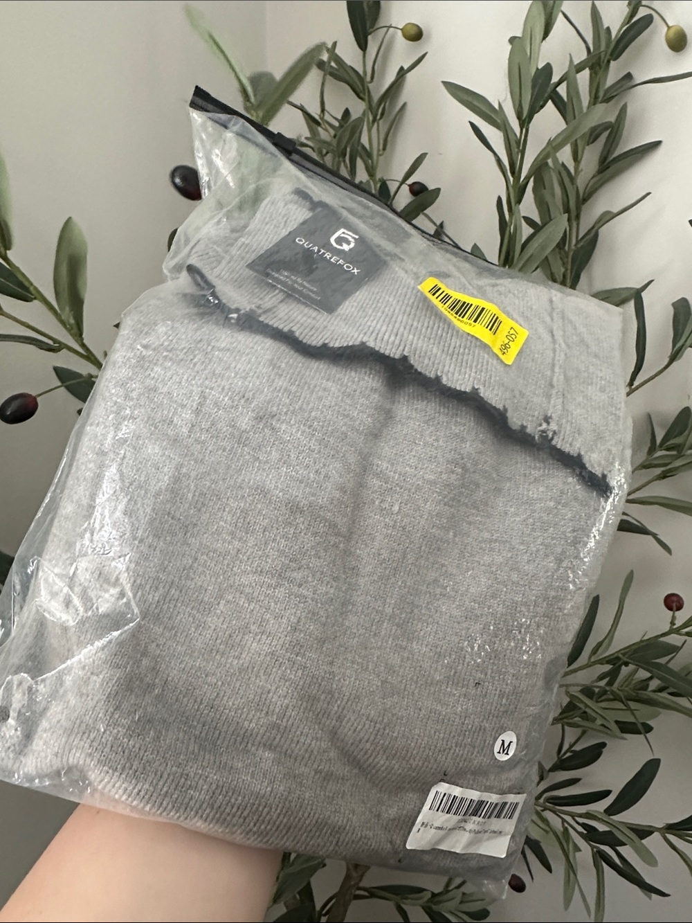 Off-Shoulder Grey Women's Sweater - Picture 2 of 2